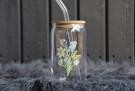 Flower glasskopp med bambuslokk og glassugerør  thumbnail