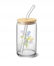 Flower glasskopp med bambuslokk og glassugerør  thumbnail