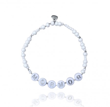 Valgfri tekst armbånd, sølv, elastisk strikk