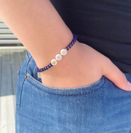 VALGFRI TEKST armbånd, elastisk strikk, marineblå