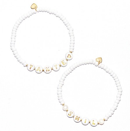 Design ditt eget armbånd (Hvit, elastisk strikk)