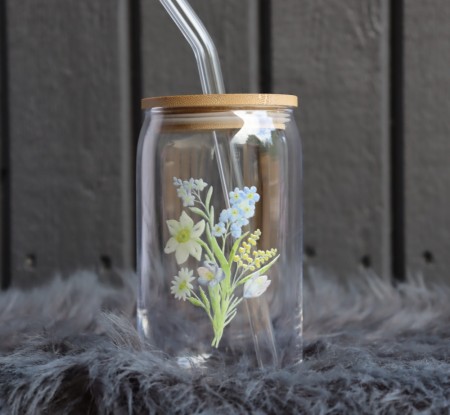Flower glasskopp med bambuslokk