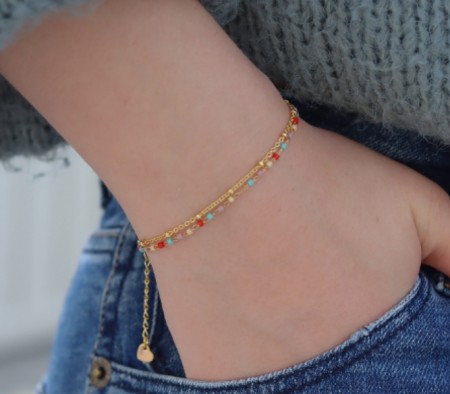 Flerfarget dobbel chain armbånd