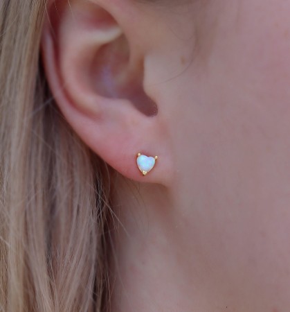 Hjerte opal stud øredobber